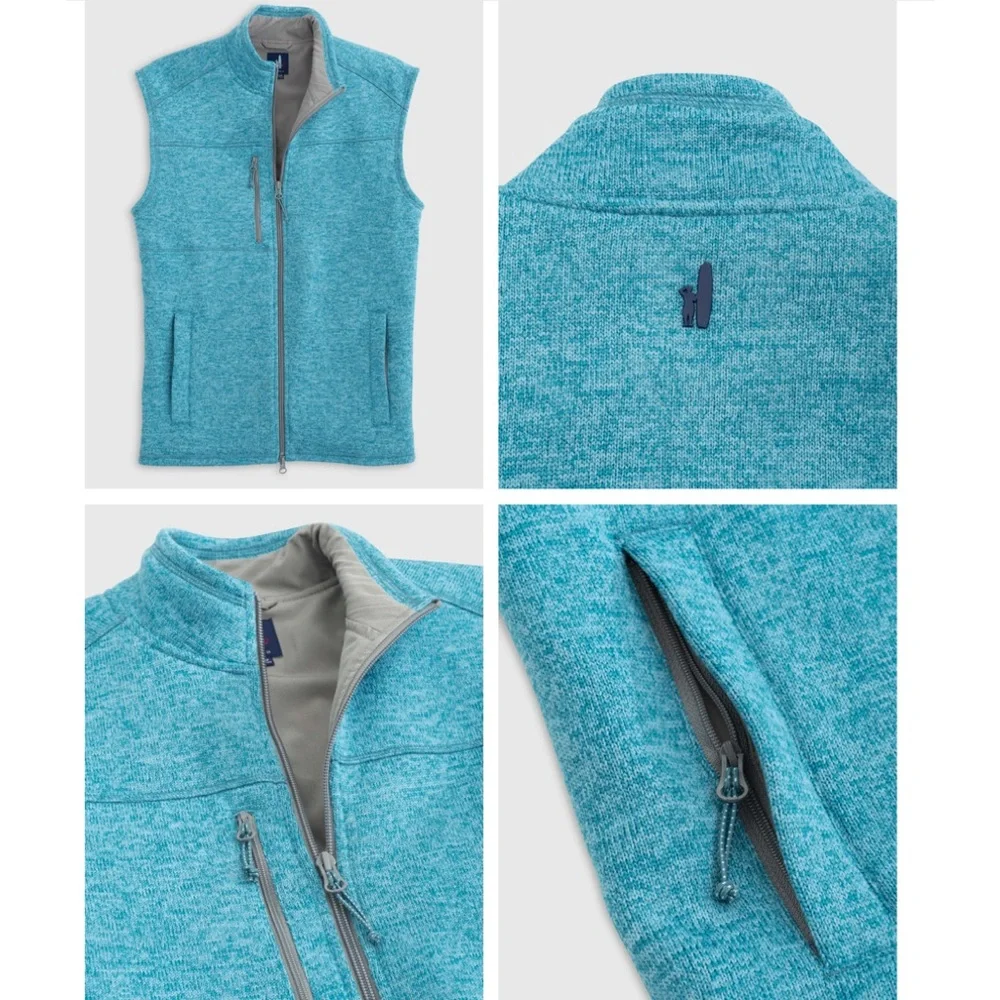 EUC Johnnie-O Wes Full Zip Fleece Vest Light Gray Size XL